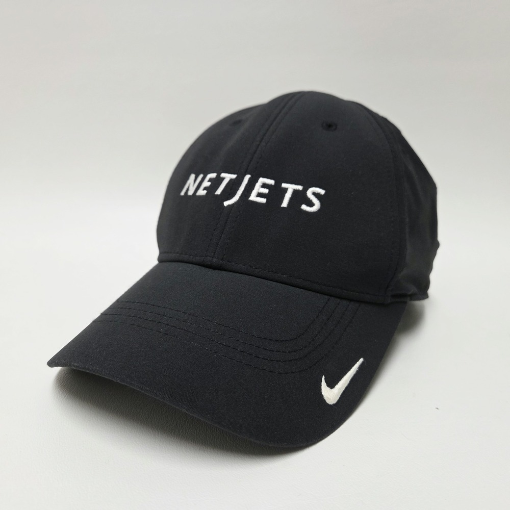 NetJets Black Nike Golf Hat Cap Legacy 91 DriFit Adult Adjustable